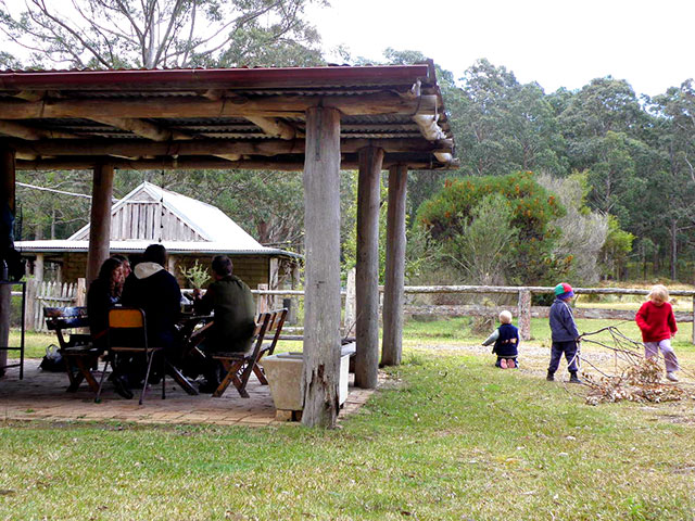 mount royal bunkhouse outdoor eating area